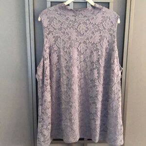 NWT Susan graver Gray stretch lace mock turtleneck sleeveless top size 3X￼
